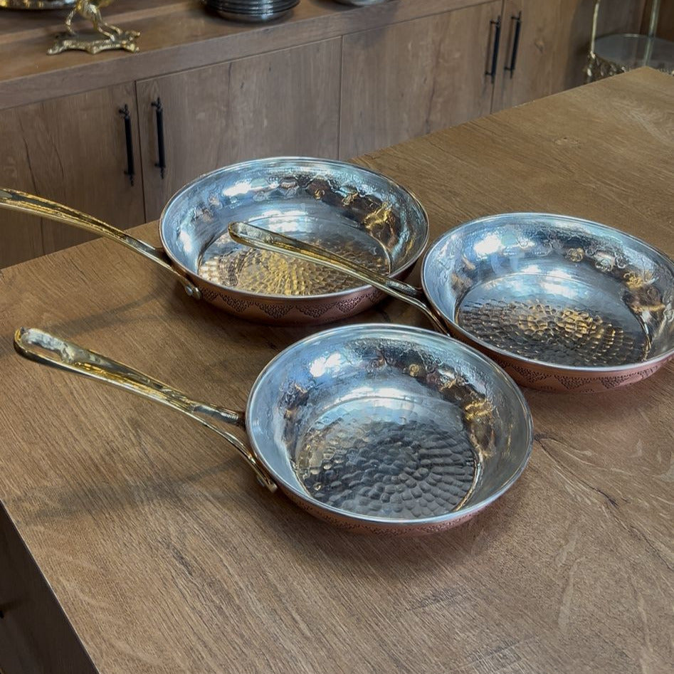 Bakır Tek Kulplu Tava